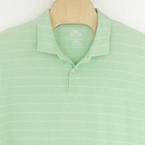 Peter MILLAR Seaside‎ Wash Men's XL Green Striped Polo Shirt No Embroidery - Picture 1 of 4